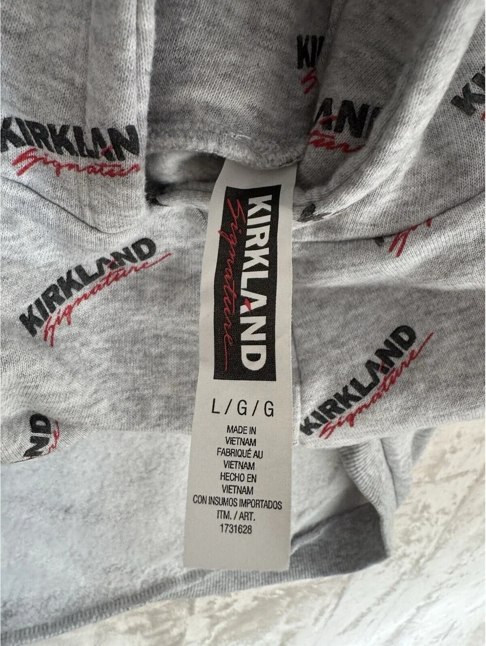 Kirkland Signature Dog Hoodie Gray Logo Print Costco Brand Pet Hoodie Size L